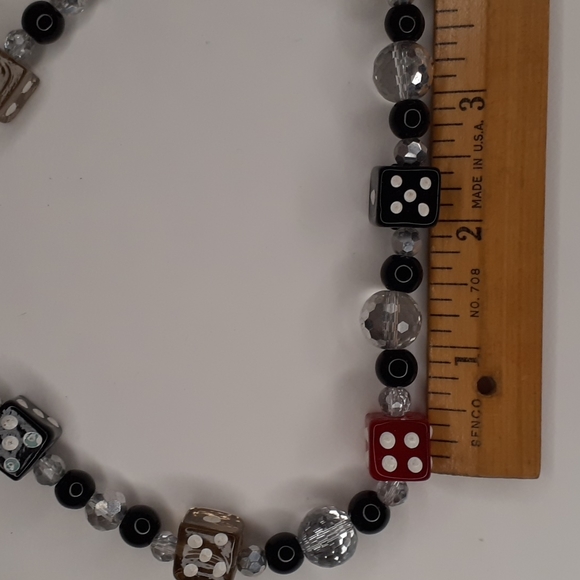 Lucky Dice Glass Bead Necklace 17" L - Picture 4 of 4